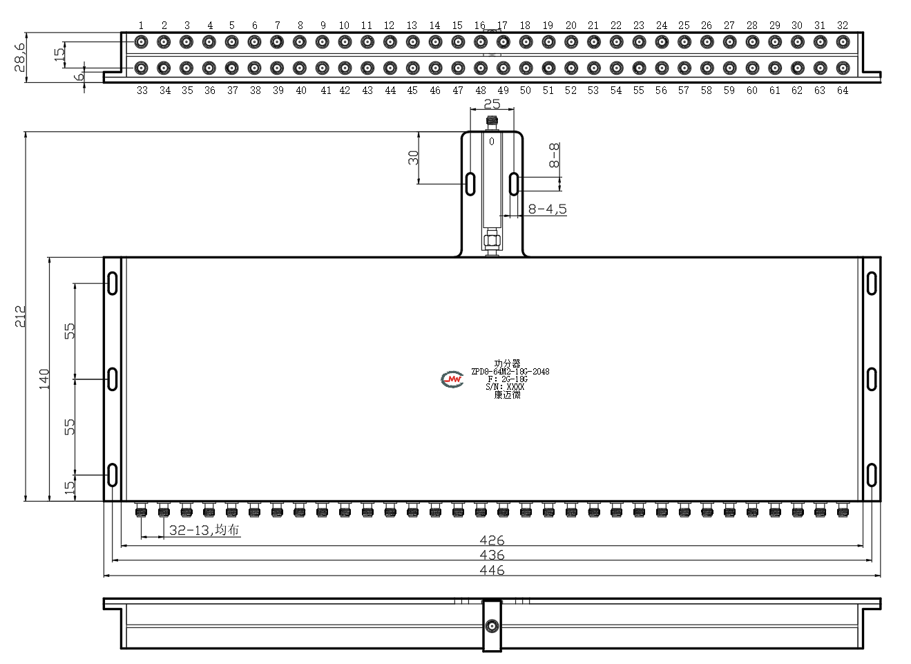 ZPD8-64M2-18G-2048 Power divider
