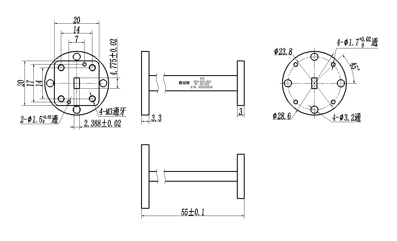 DWG8-BJ500S55-2357 Waveguide Connection