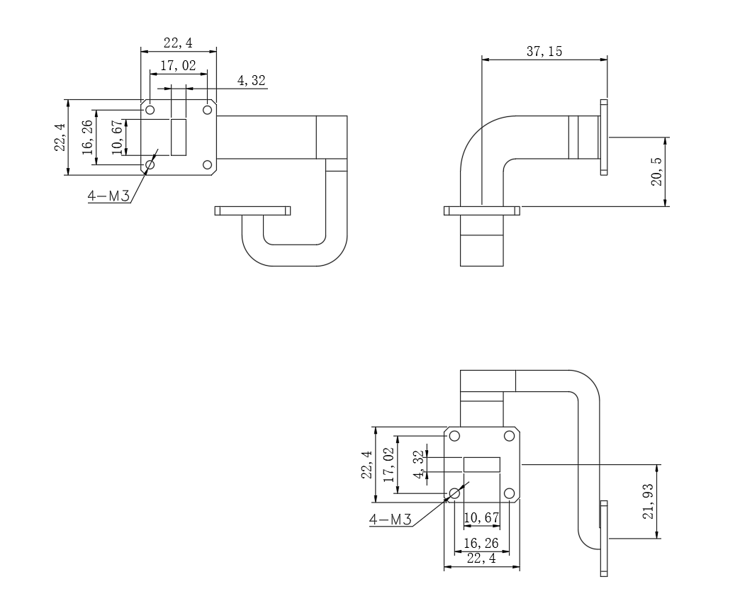 DWG8-BJ220C97.4-2209 Waveguide Connection