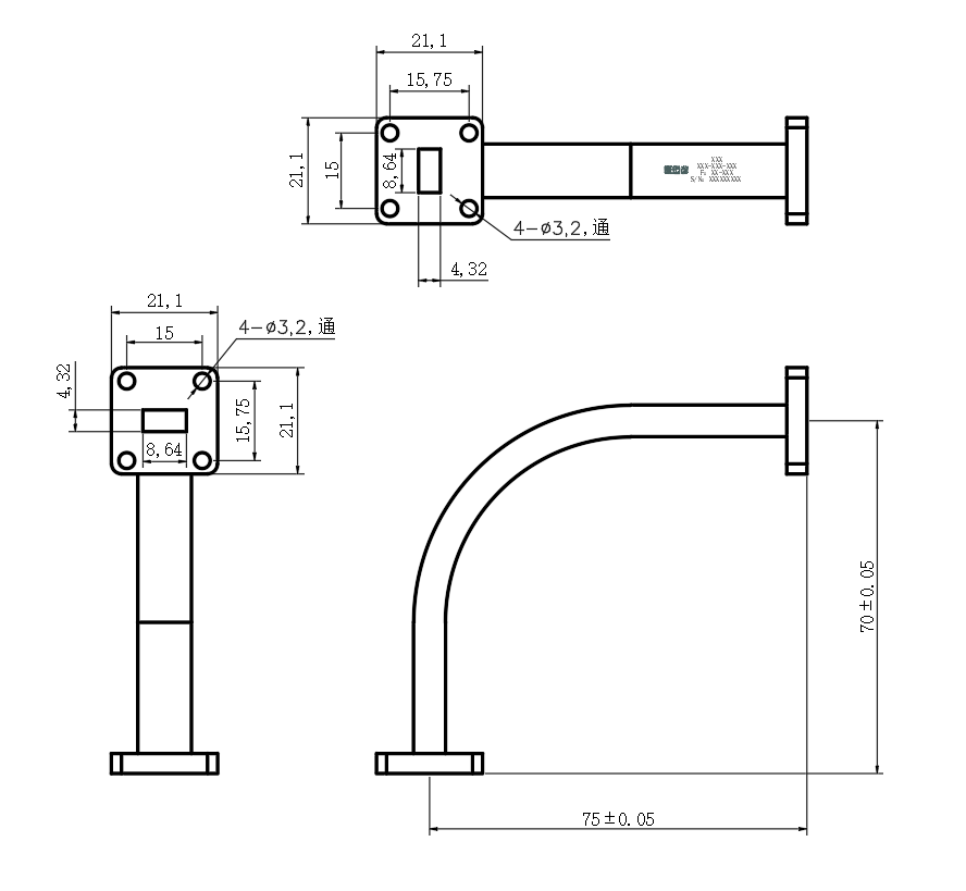 DWG8-BJ260C127.8-2997 Waveguide Connection