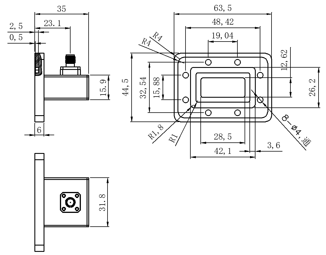 D8-AWC84SK-1934 Waveguide adapter