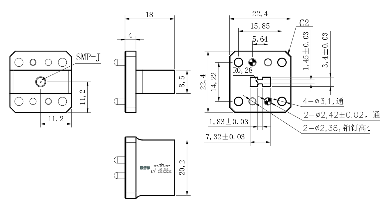 D8-BWCWRD180CE-3364 Waveguide adapter