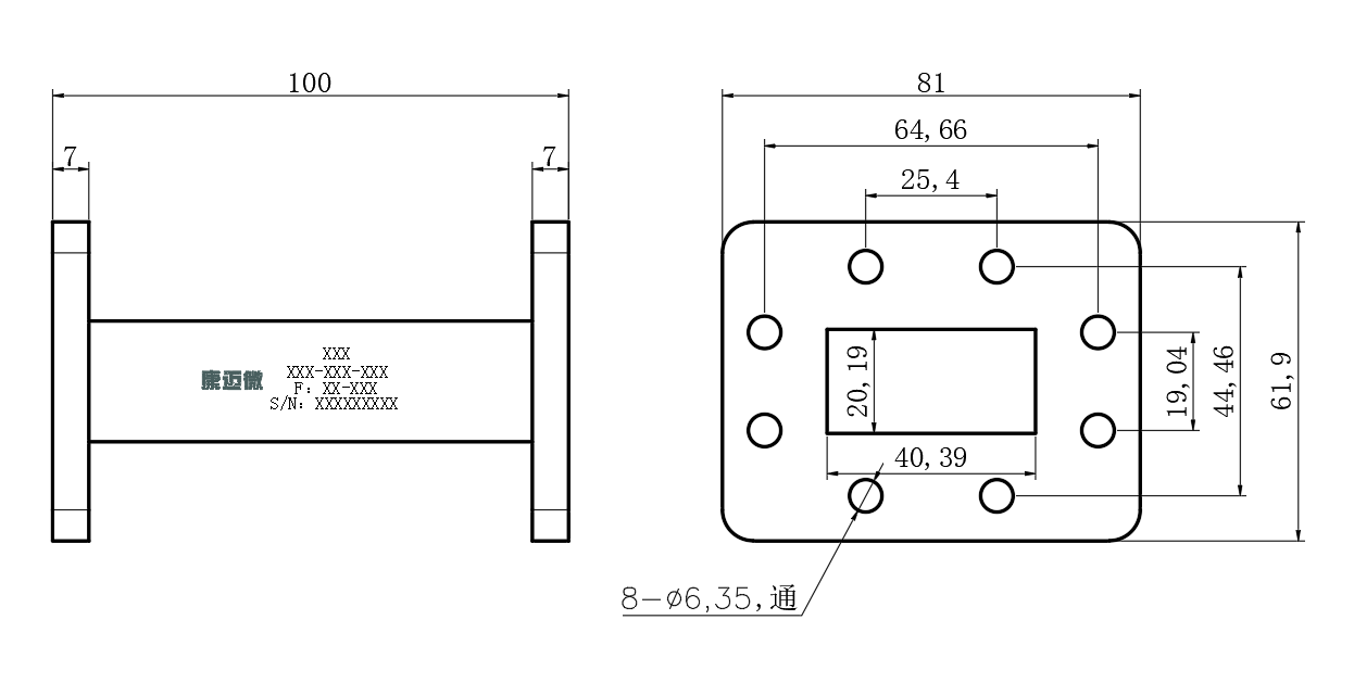 DWG8-BJ58S100-2678 Waveguide Connection