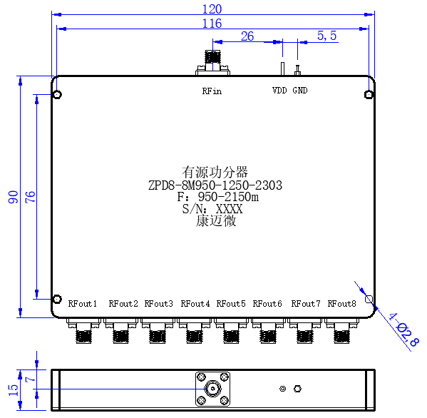 ZPD8-8M950-1250-2303 Power divider