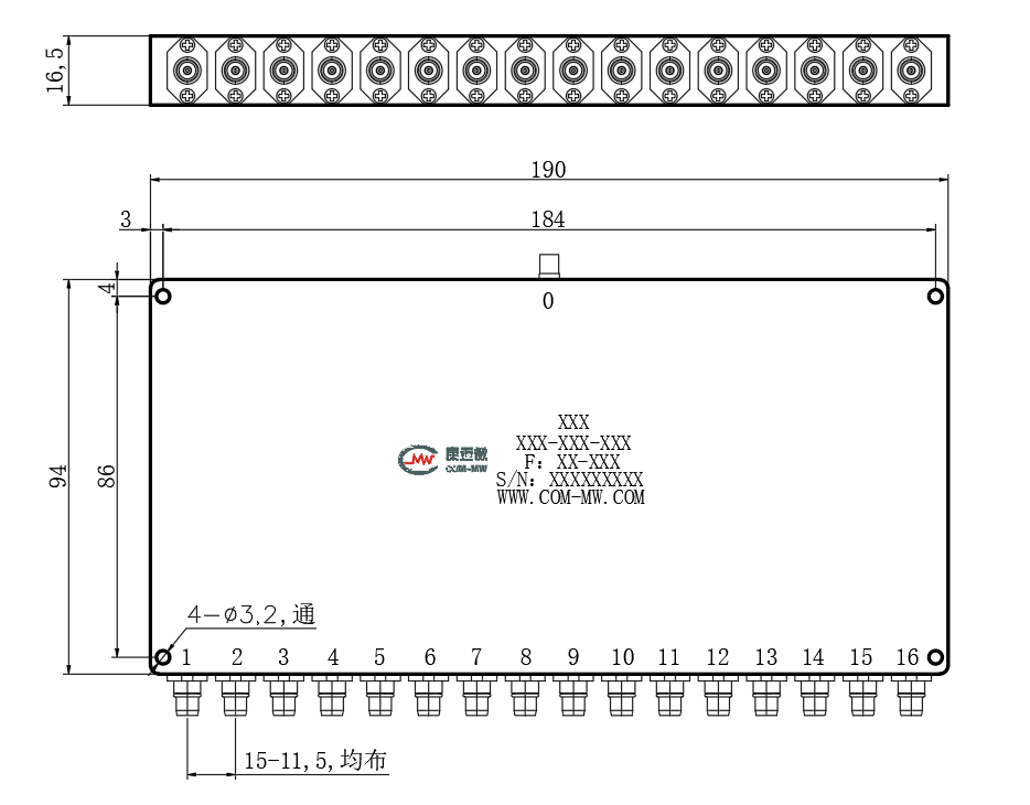 ZPD8-16M0.8-2G-2728 Power divider
