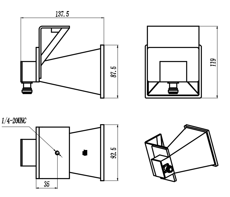 ZLB7-2-18G-586 Horn Antenna