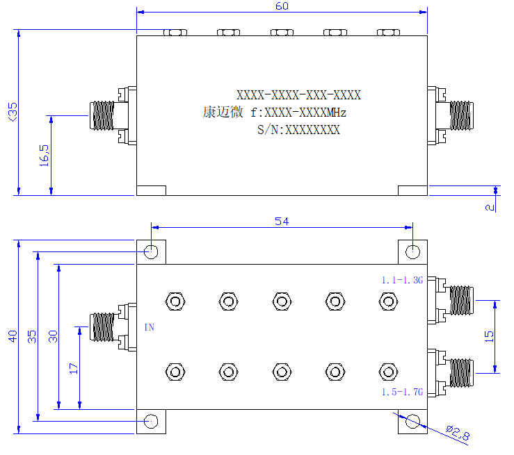 ZCB5-C1.1-1.7G-3305 Diplexer