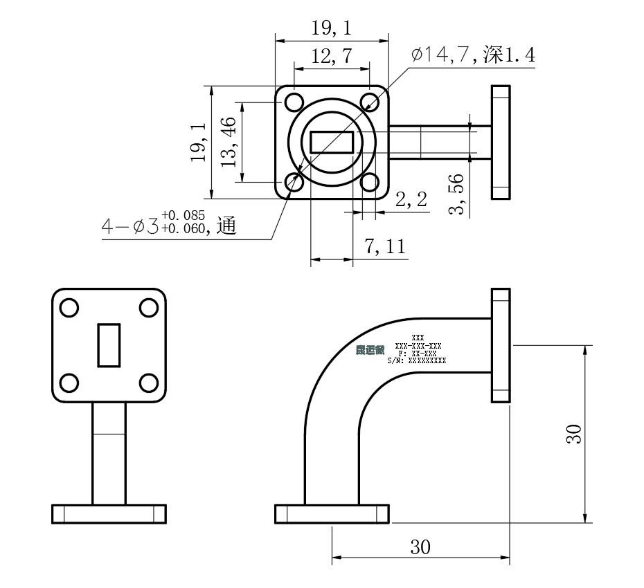 DWG8-BJ320C30-3057 Waveguide Connection