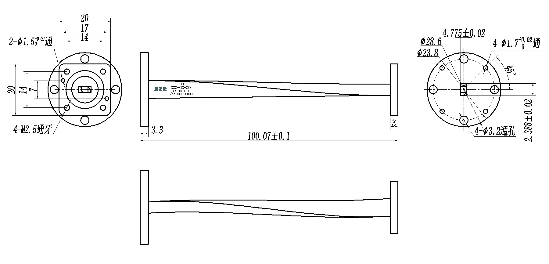DWG7-BJ500T100.07-1555 Waveguide Connection