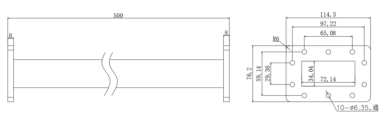DWG8-BJ32S500-2248 Waveguide Connection