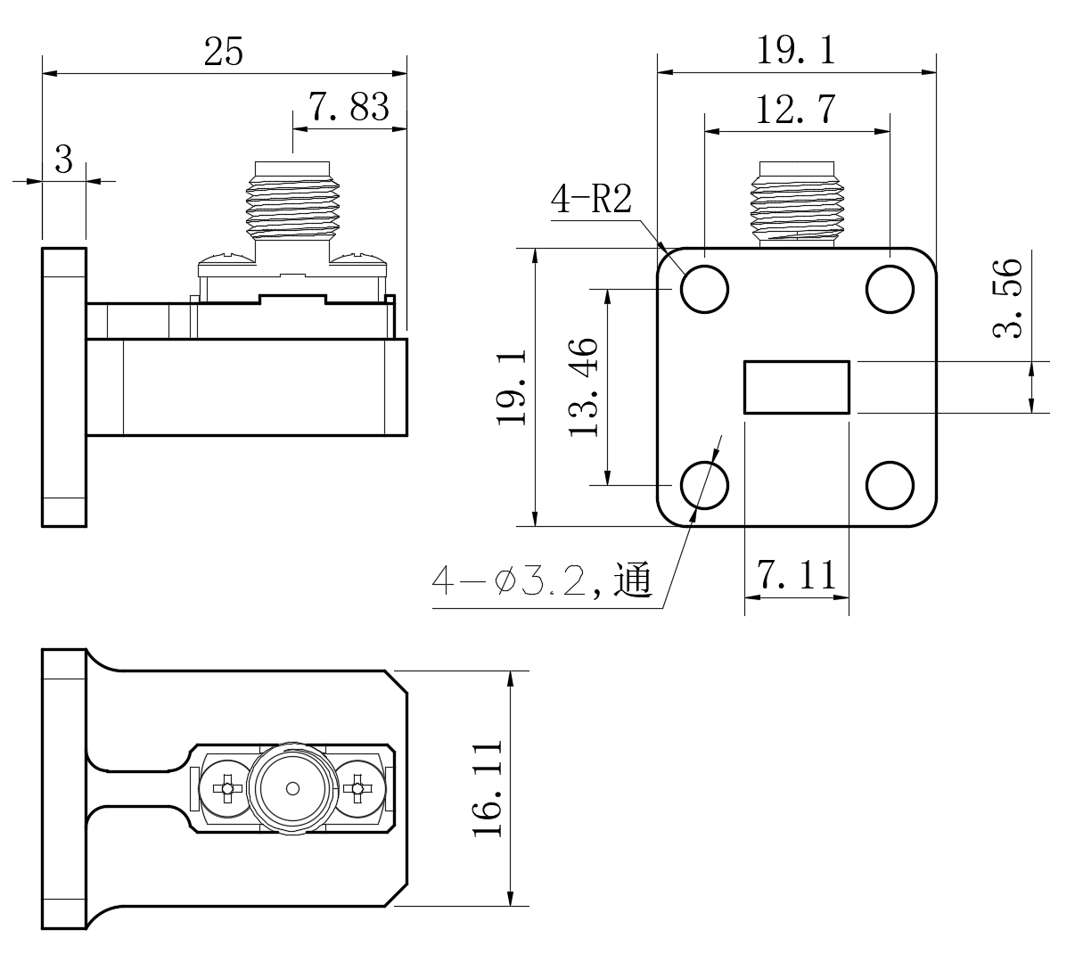 D25-AWC3202.92K-465 Waveguide adapter