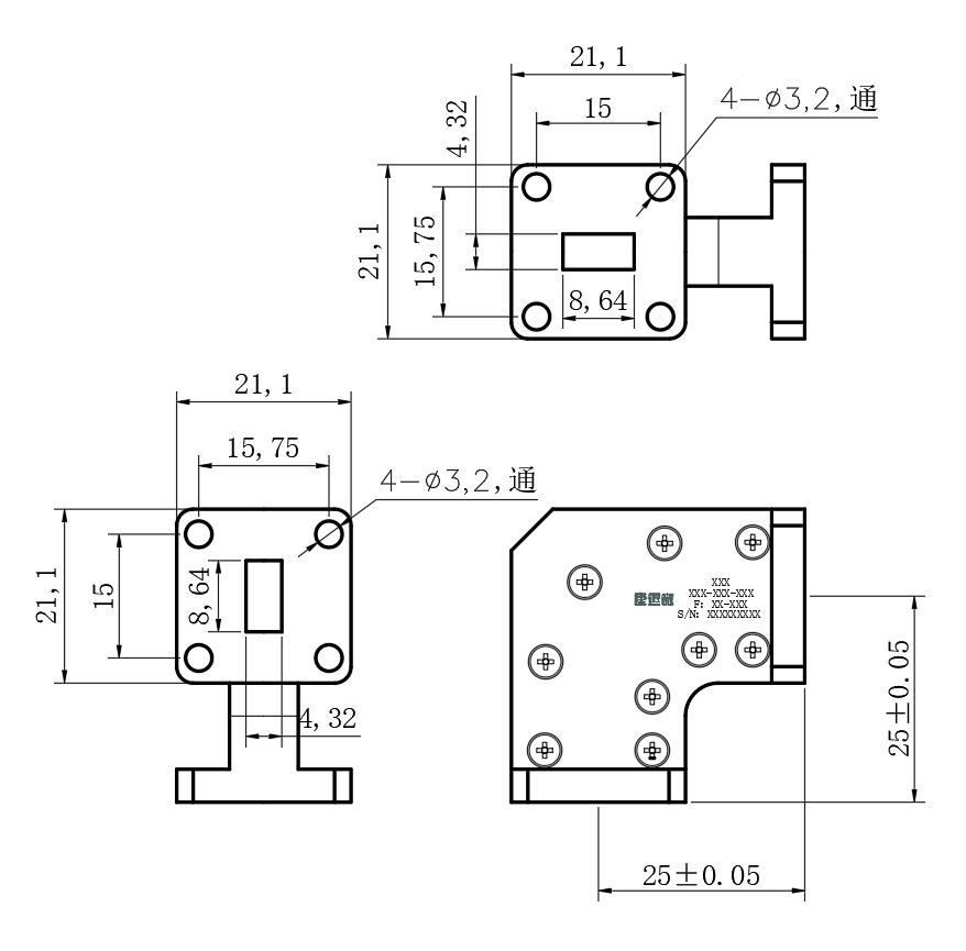 DWG8-BJ260C45.7-3000 Waveguide Connection