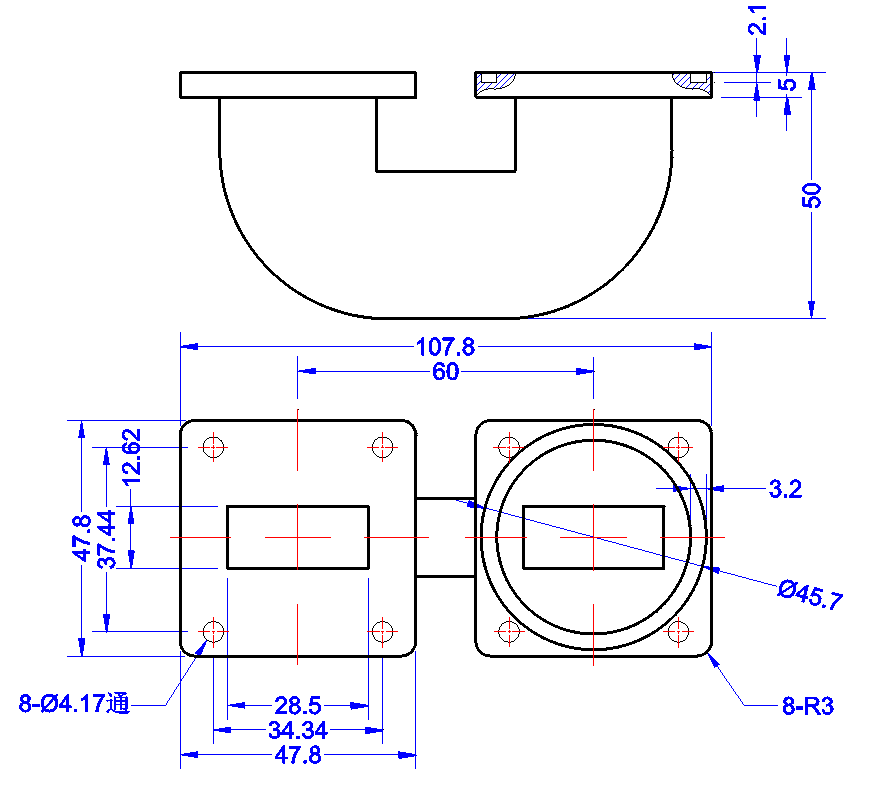 DWG8-BJ84C112-2732 Waveguide Connection