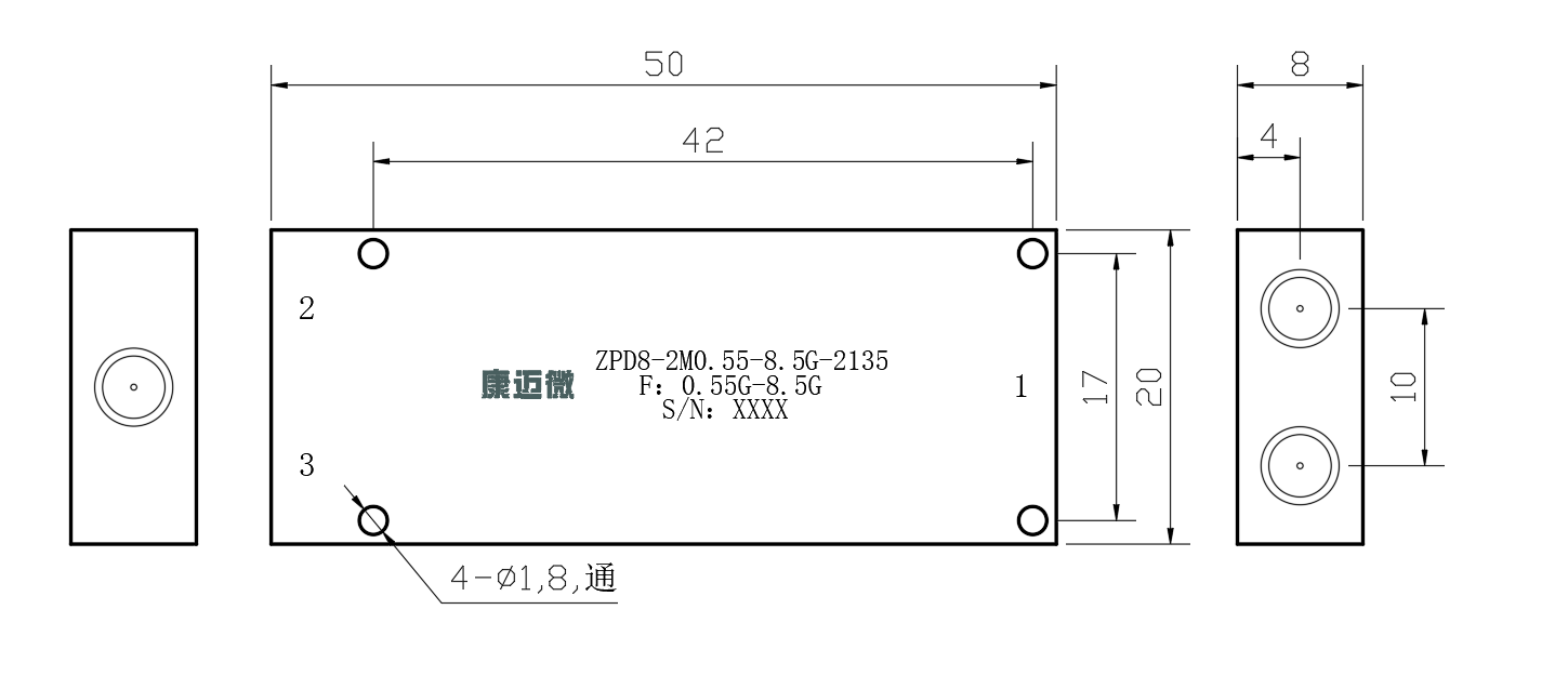 ZPD8-2M0.55-8.5G-2135 Power divider