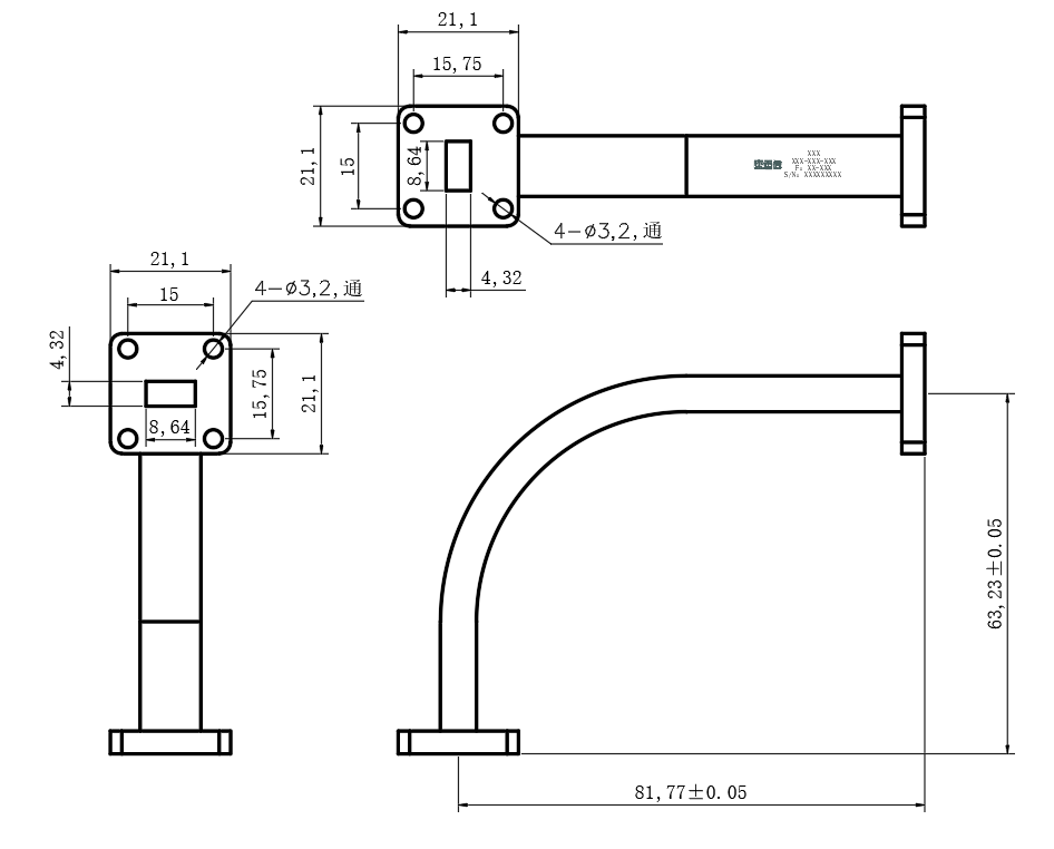 DWG8-BJ260C127.8-2998 Waveguide Connection