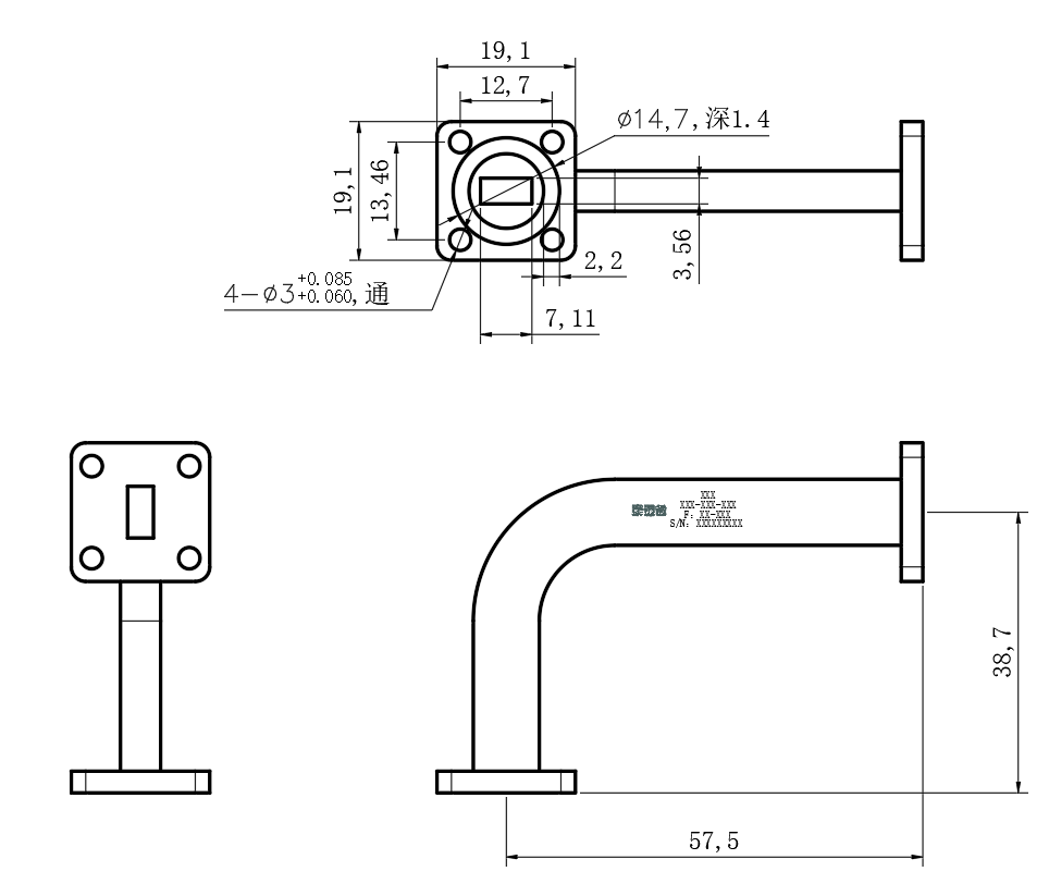 DWG8-BJ320C57.5-3055 Waveguide Connection