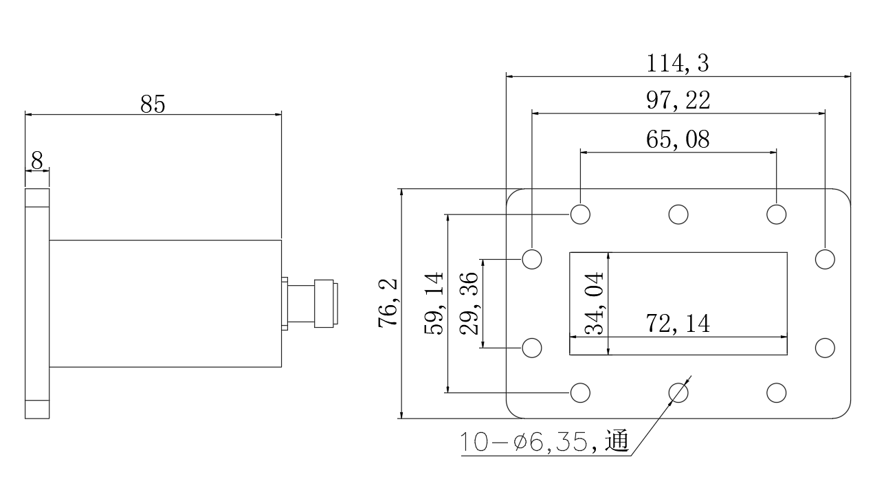 D8-BWC32NK-2273 Waveguide adapter