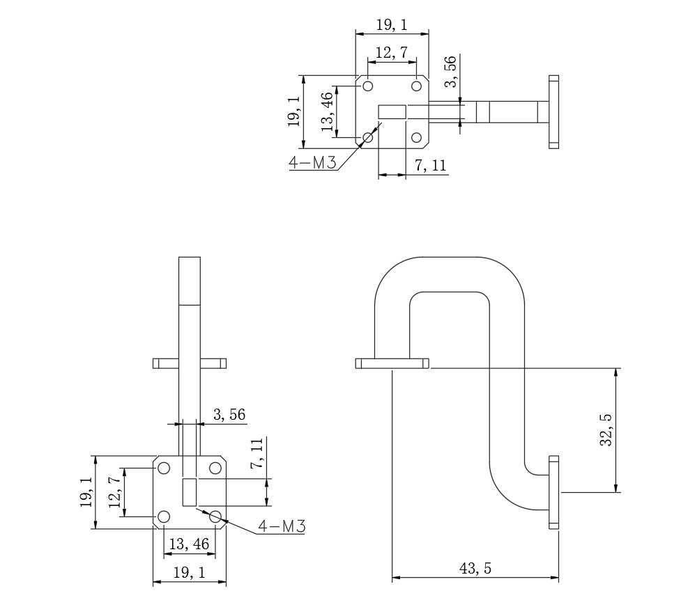DWG8-BJ320C114.7-2200 Waveguide Connection