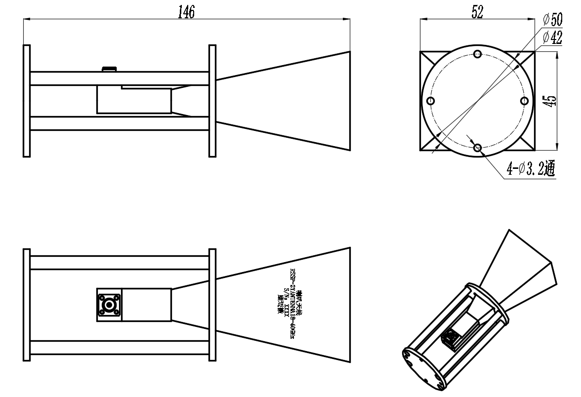 RSSP-2YANTENNA18-40GHZ Broadband dual ridge horn antenna