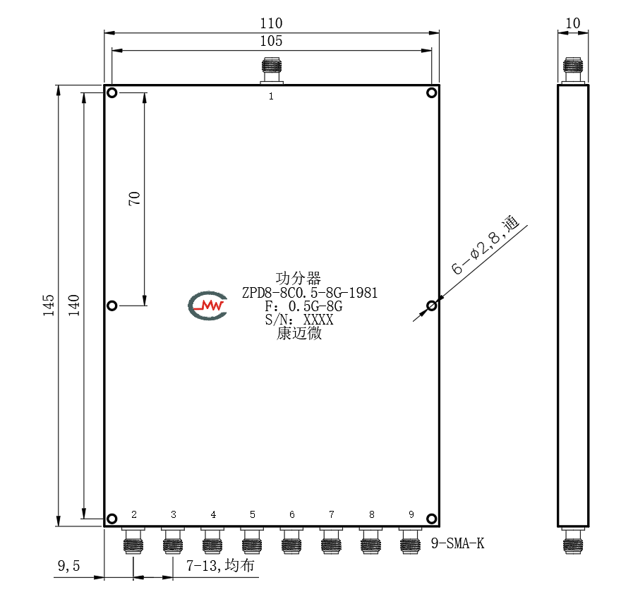 ZPD8-8C0.5-8G-1981 Power divider