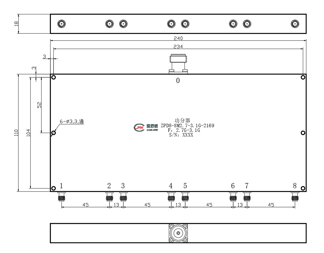 ZPD8-8M2.7-3.1G-2169 Power divider