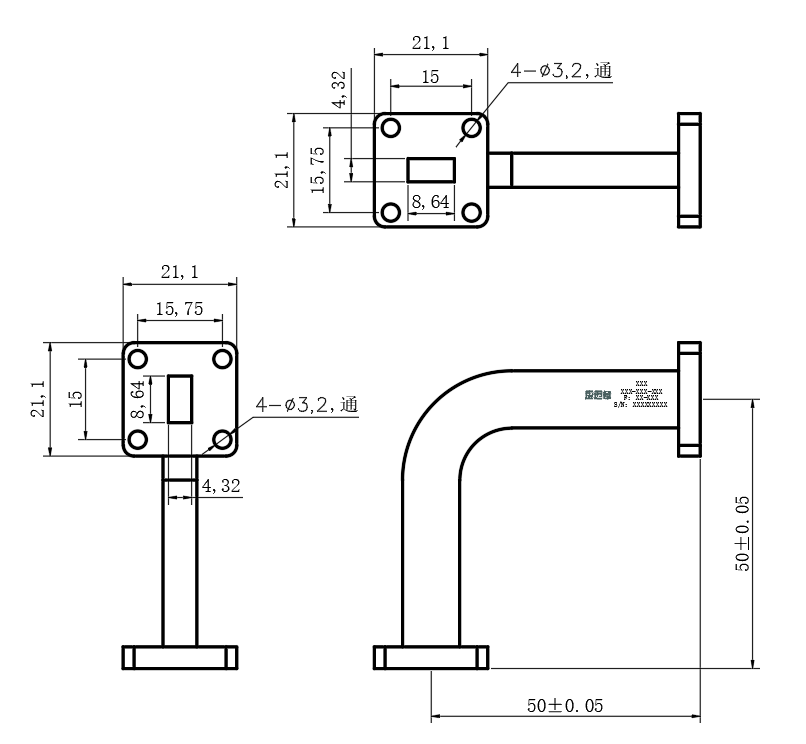 DWG8-BJ260C93.5-3001 Waveguide Connection