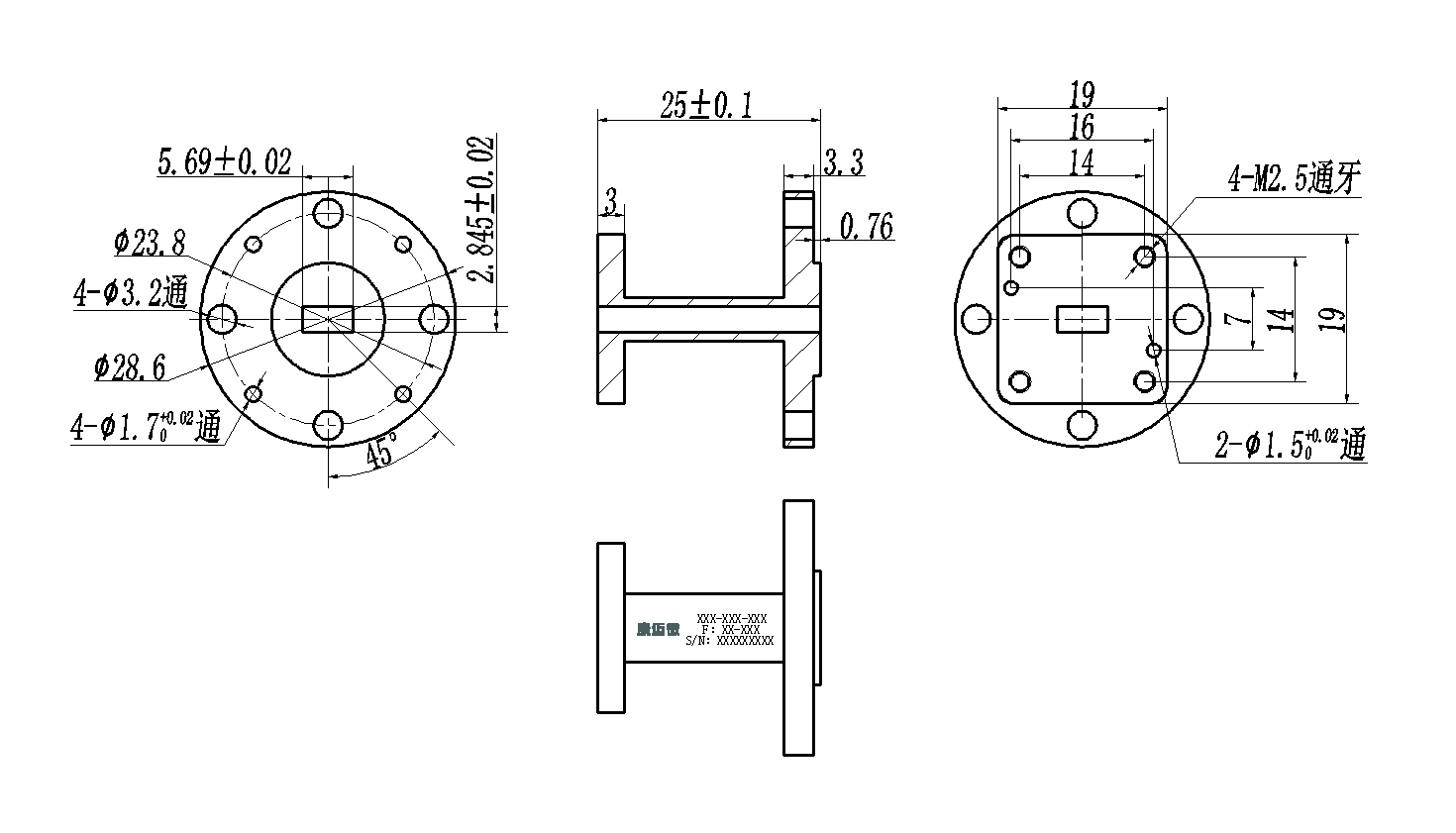 DWG8-BJ400S25-2358 Waveguide Connection