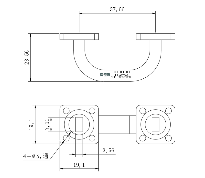 DWG8-BJ320C57-3108 Waveguide Connection