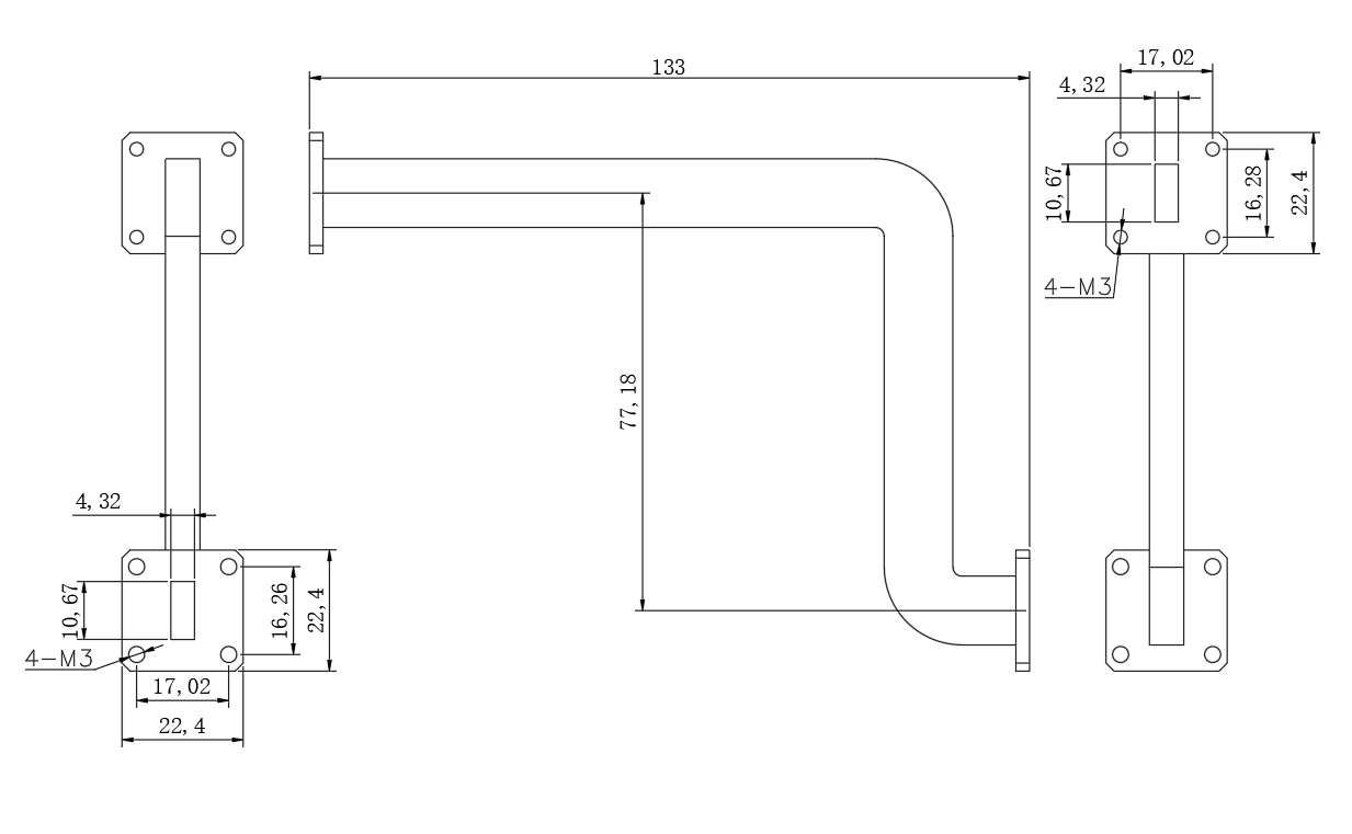 DWG8-BJ220C203.3-2207 Waveguide Connection