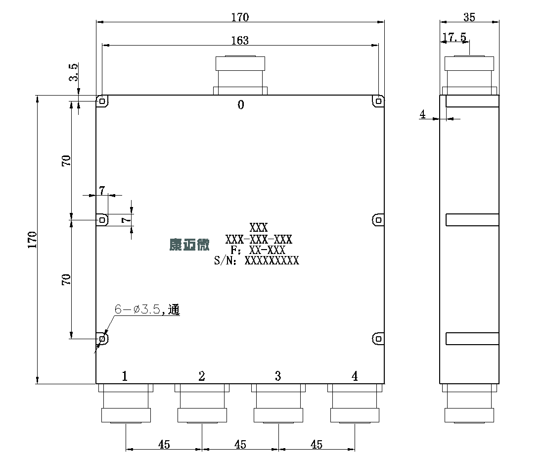 ZPD25-4M400-800-690 Power divider