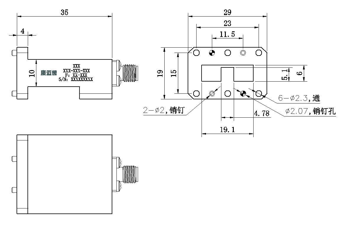 D25-BWCWRD500DSK-224 Waveguide adapter