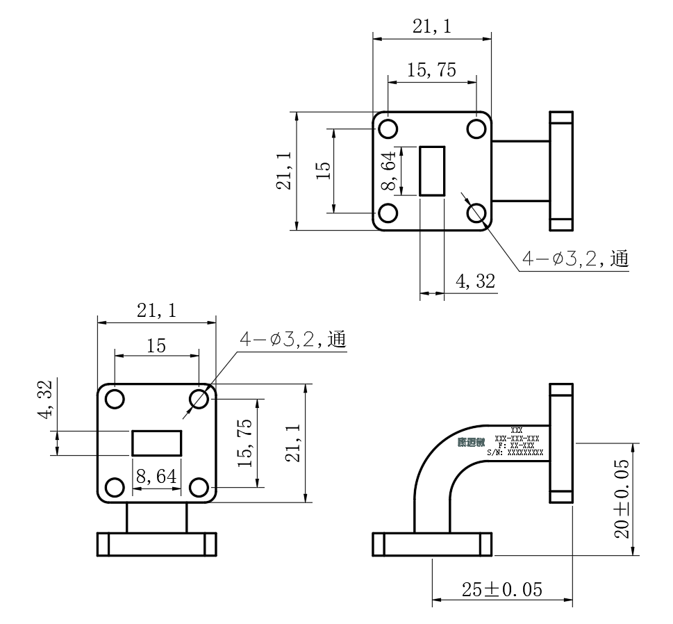 DWG8-BJ260C40.7-2999 Waveguide Connection