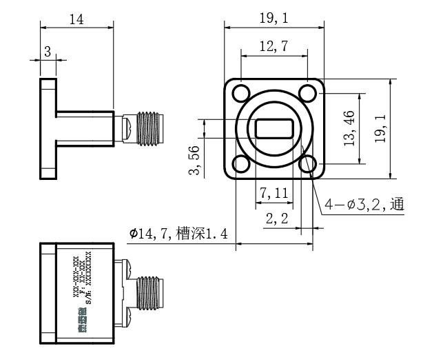 D25-BWC3202.92K-516 Waveguide adapter