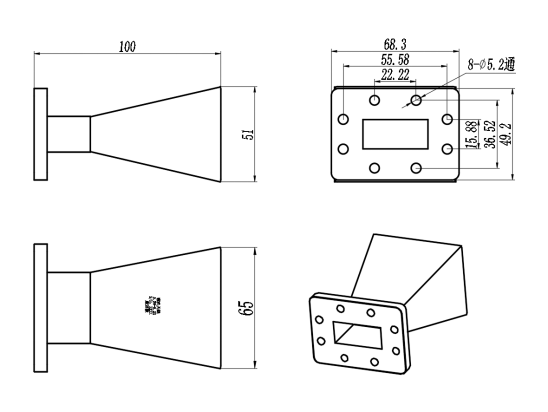 KSHA-BJ70-10 标准增益喇叭天线