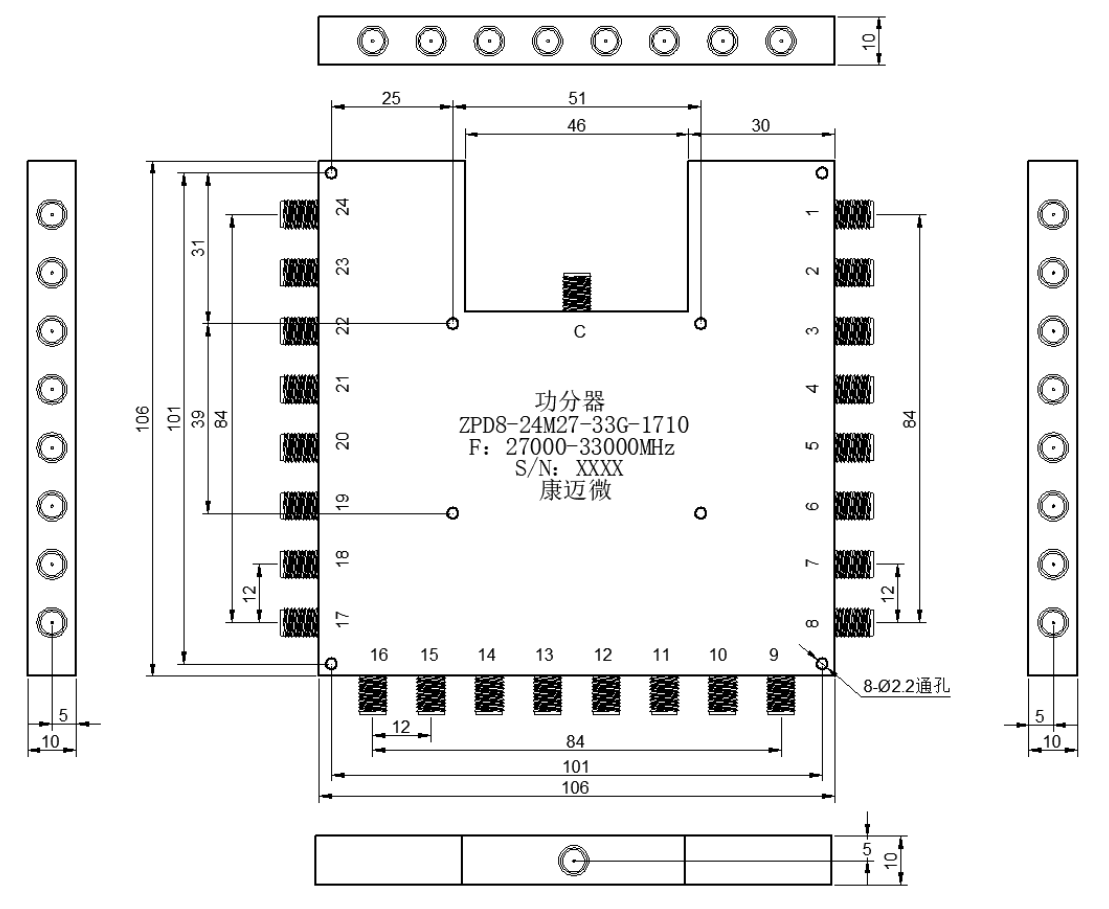 ZPD8-24M27-33G-1710 Power divider