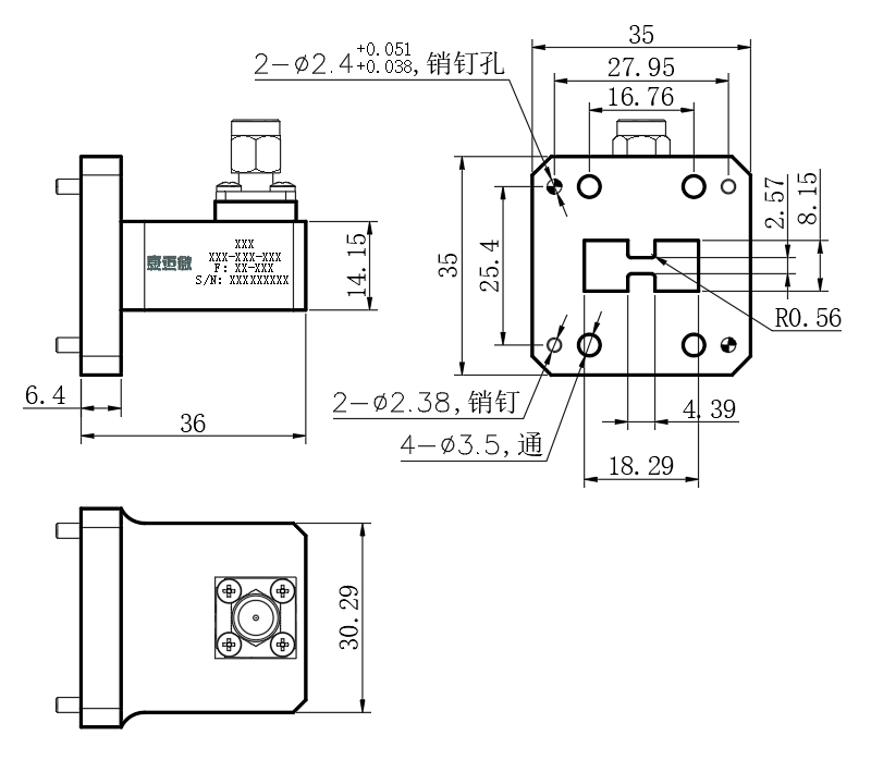 D25-AWC650DSK-3634 Waveguide adapter