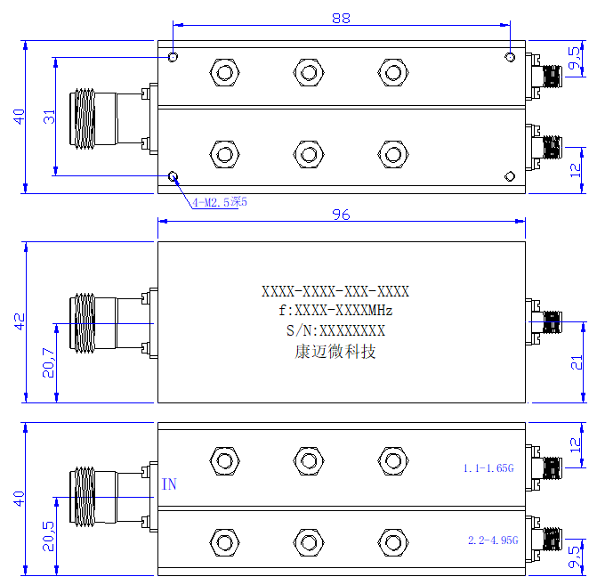 ZCB5-C1.1-4.95G-3857 Diplexer