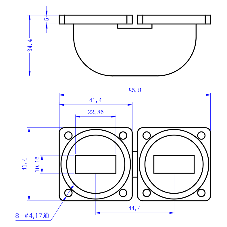 DWG8-BJ100C80-2820 Waveguide Connection