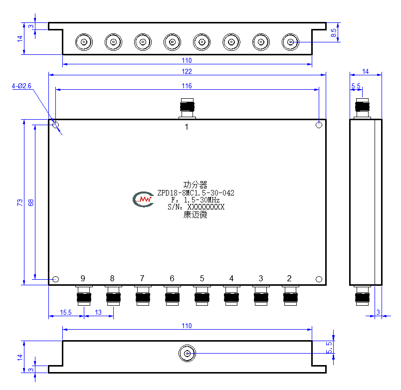 ZPD18-8MC1.5-30-042 Power divider