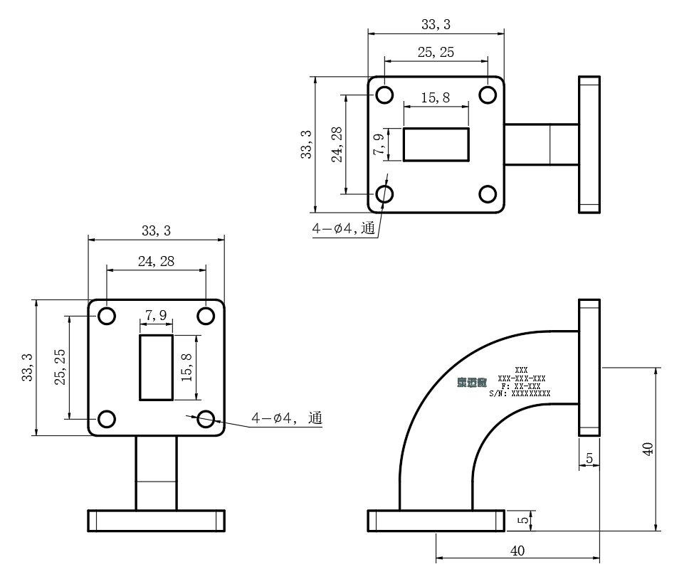 DWG8-BJ140C45-3059 Waveguide Connection