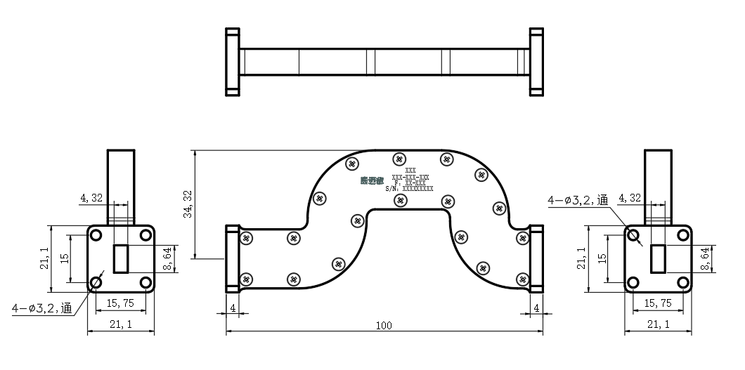DWG8-BJ260C129.4-3006 Waveguide Connection
