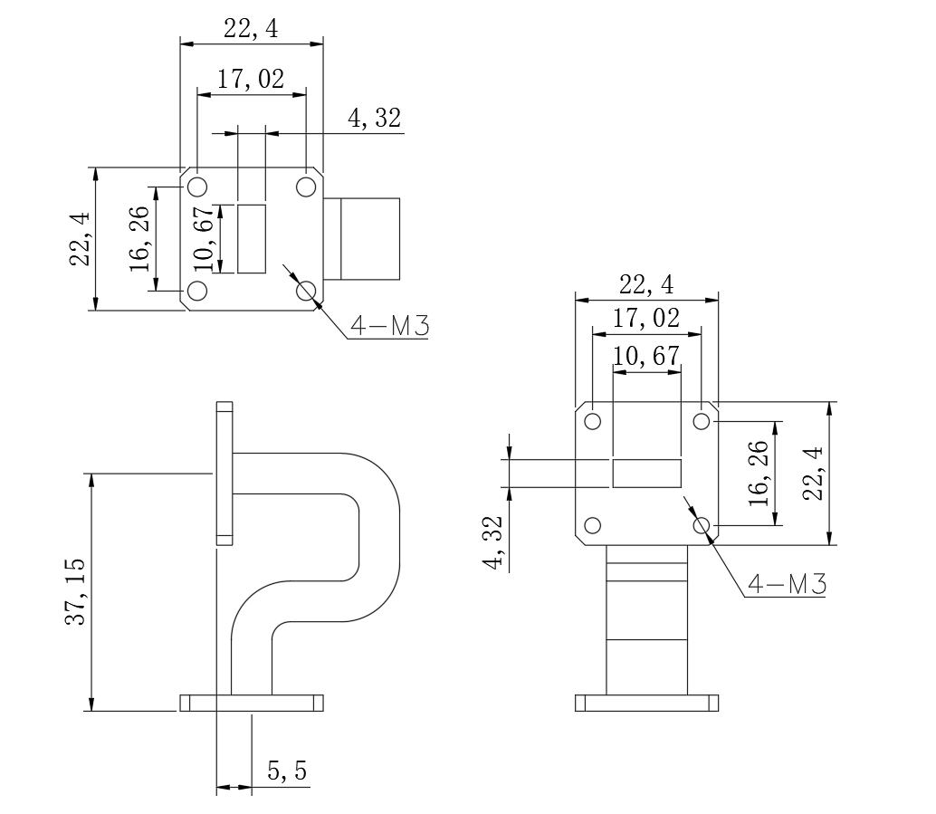 DWG8-BJ220C74.9-2208 Waveguide Connection