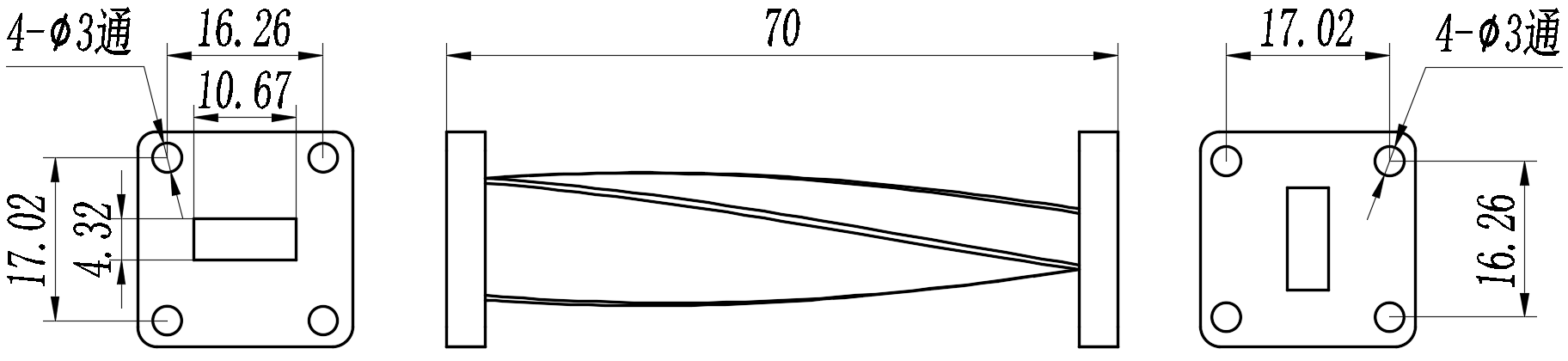 DWG7-BJ220T70-2393 Waveguide Connection