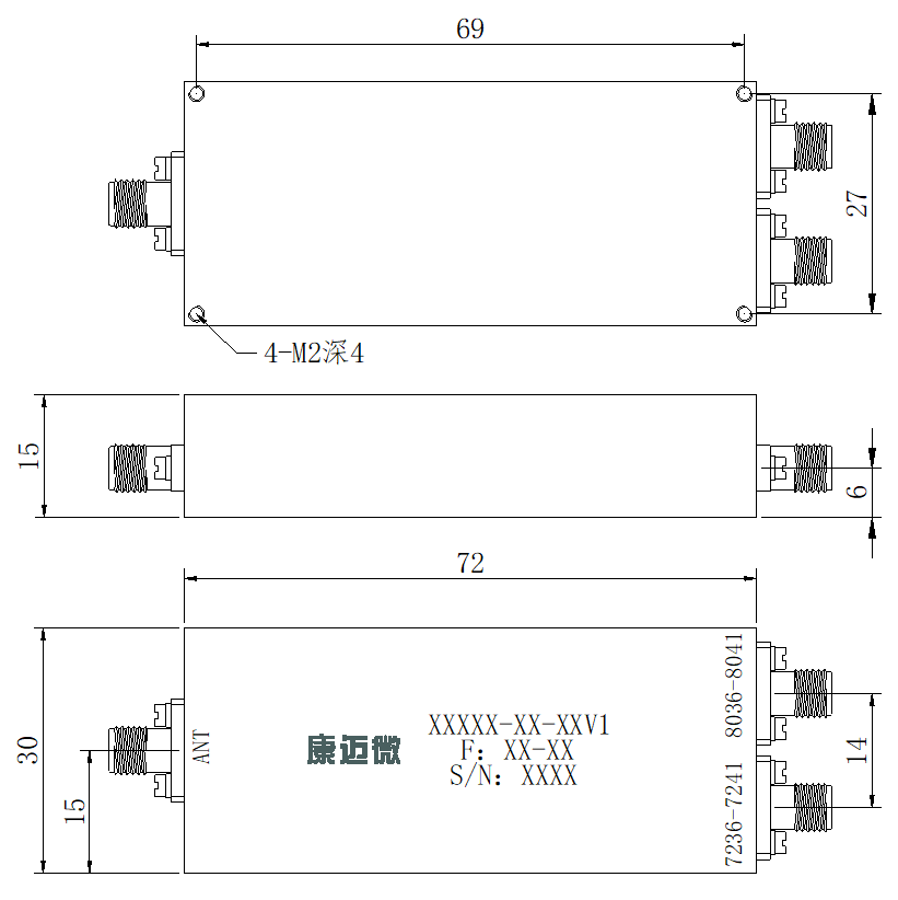 ZCB4-C7.236-8.041G-1770 Diplexer