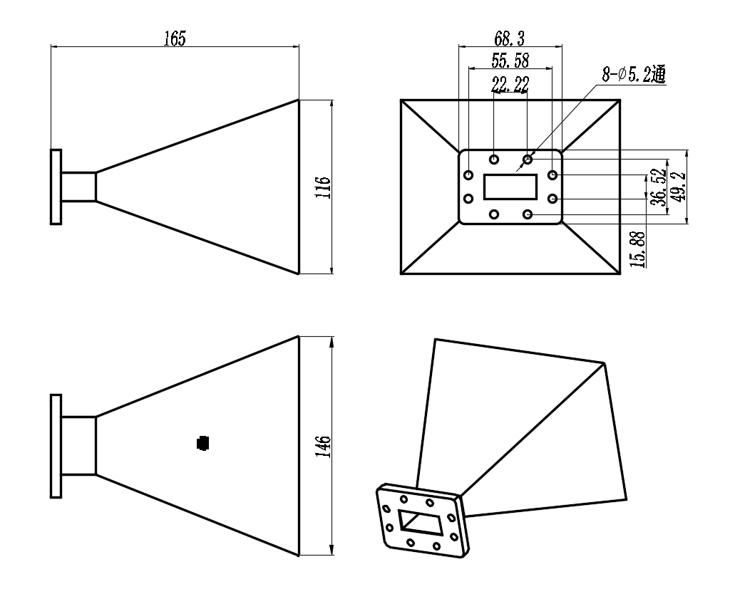 KSHA-BJ70-15 标准增益喇叭天线