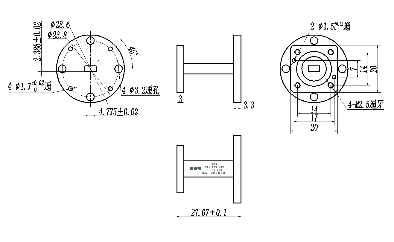 DWG8-BJ500S26.13-2354 Waveguide Connection