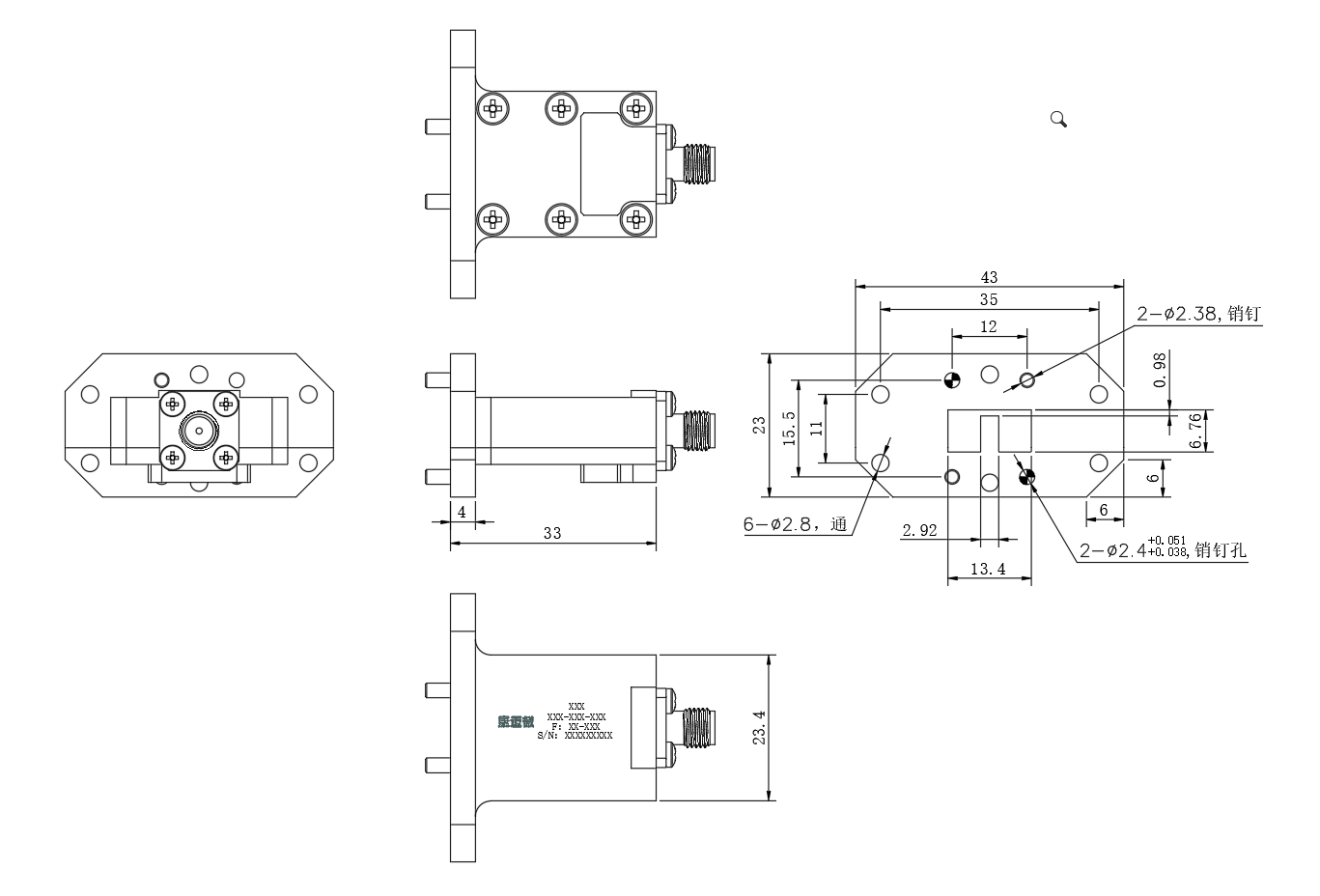 D25-BWC6-18GSK-3554 Waveguide adapter