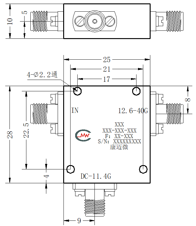 ZCB4-M12-40G-1664 Diplexer